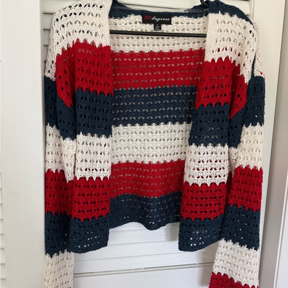 32 Degrees Women's Striped Sweater - Red, Blue, and White